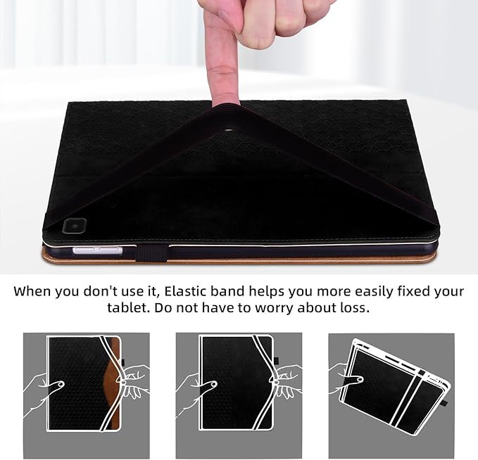 Case for Samsung Galaxy Tab A 10.1 2019 (SM-T510/T515/T517) PU Leather Multi-Angle Viewing Stand with Card Pocket Tablet Cover for 10.1 Inch Tablet Android 2019,Black