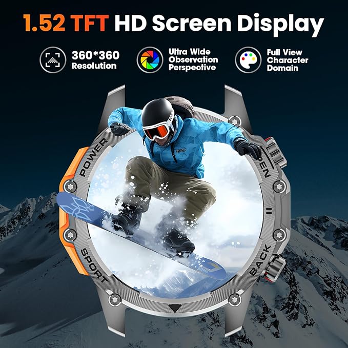 Smart Watch (Call/Notification),1.52'' Military Smart Watches for Men, Two Style Kits,Flashlight,100+Sport Modes/Heart Rate/Sleep Monitor/Pedometer, Fitness Tracker Android Phones iPhone Compatible