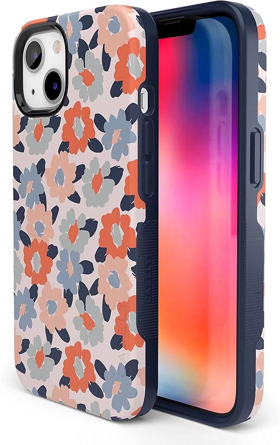 Casely iPhone 14 Case | Field of Flowers | Pastel Floral | Compatible with MagSafe | Bold Protective Design