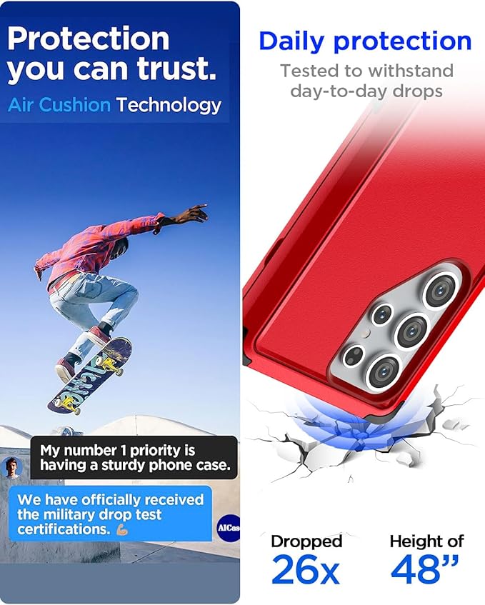 AICase for Samsung Galaxy S25 Ultra Case,3-Layer Heavy Duty Pocket-Friendly Rugged Durable Military Grade Protection Shockproof/Drop Proof/Dust Proof Protective Cover for Galaxy S25 Ultra 2025_5