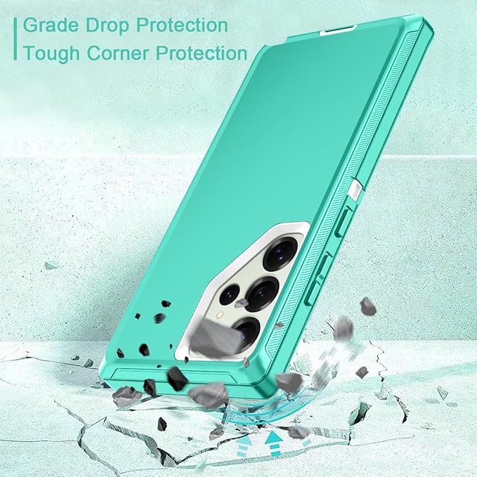 for Samsung Galaxy S25 Ultra Case Heavy Duty Protective Shockproof Dropproof 3-Layer Full Body Protection [Without Screen Protector] Tough Rugged Case for Galaxy S25 Ultra,Teal/White
