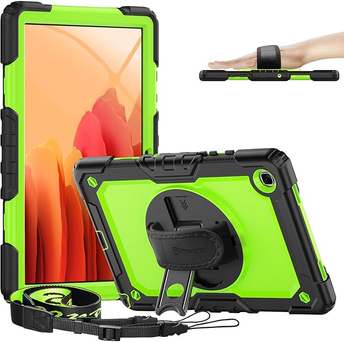 Timecity for Samsung Galaxy Tab A7 10.4 Inch Case 2020/2022, SM-T500/T503/T505/T507/T509 Tablet Case, Durable Sturdy Case with Screen Protector Swivel Stand Hand Shoulder Strap Drop-Proof - Green