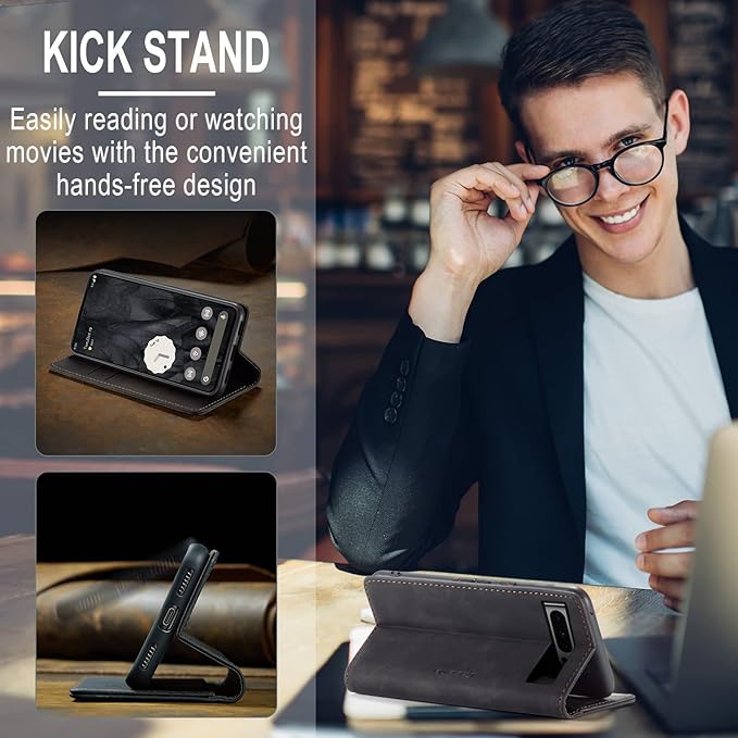 for Google 8 Pro Case, Flip Wallet Leather Case with Card Holder Magnetic Closure Shockproof Kickstand Protective Phone Cases Cover for Google 8 Pro,Black