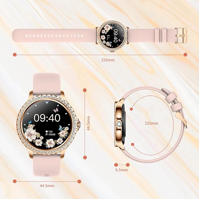 GADIXY Smart Watches for Women(Make/Answer Call) with Diamond:1.32" Fitness Tracker Watch for HR/Blood Pressure/SpO2/Sleep Monitor,Digital Running Watches for Women Android/iOS,3 Strips