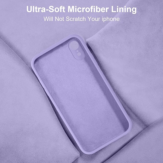 Vooii Compatible with iPhone XR Case, Upgraded Liquid Silicone with [Flat Edges] [Camera Protection] [Soft Anti-Scratch Microfiber Lining] Phone Case for iPhone 10 XR 6.1 inch - Light Purple