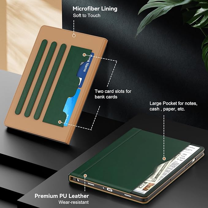 OKP Case for Samsug Galaxy Tab A9+ Plus 11 inch 2024(SM-X210/X216/X218), PU Leather Folio Cover with Multi-Angle Stand//Pen Holder, Auto Wake/Sleep Case for Galaxy A9+ 11" Tablet (Alpine Green)