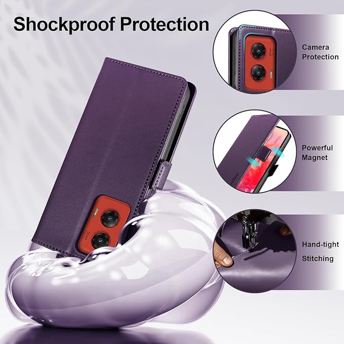 Wallet Flip Case for Moto G Stylus 5G (2024) - [RFID Blocking] Luxury PU Leather Card Holder Magnetic Phone Cover with Kickstand,Shockproof Protective Case,Purple