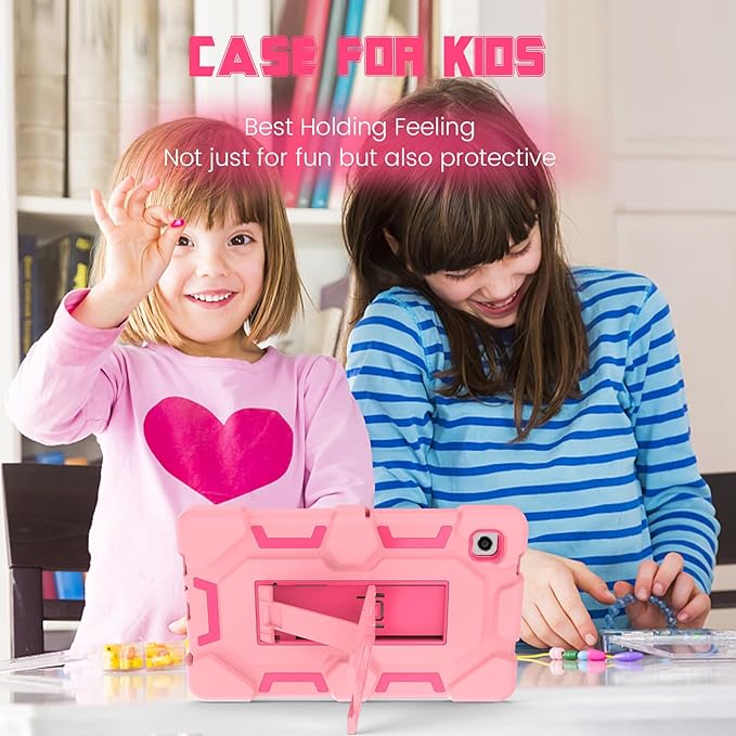 CCMAO Case for Samsung Galaxy Tab A9 Case 8.7 Inch 2023 Model (SM-X110/X115/X117), Heavy Duty Shockproof Hybrid Three Layer Protective Cover for Kids Boys Girls, Rose Gold+Rose