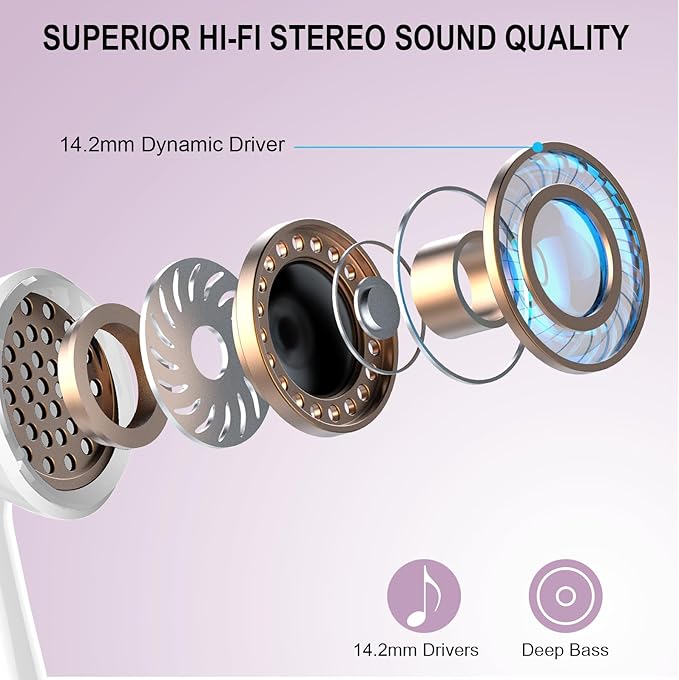 Wireless Earbuds, Bluetooth 5.4 Headphones, 48H, Stereo Ear Buds, LED Display Earphones with Mic, IP7 Waterproof In EarBud, Comfort Fit, Bluetooth Earbuds for Phone Android iOS, Sport, Walk, Pink