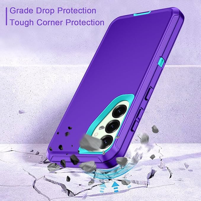 for Samsung Galaxy S25 Case Heavy Duty Protective Shockproof Dropproof 3-Layer Full Body Protection [Without Screen Protector] Tough Rugged Case for Galaxy S25,Purple/Green