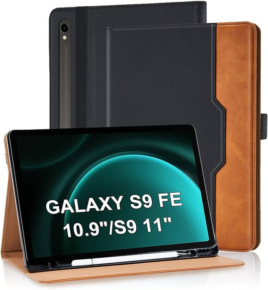 Case for Samsung Galaxy Tab S10 Lite/ S10 FE/ S9 FE 5G 10.9 Inch/Tab S9 11 Inch, PU Leather with Built-in S Pen Holder Magnetic Multi-Angle Stand Cover for Man,Woman,Black