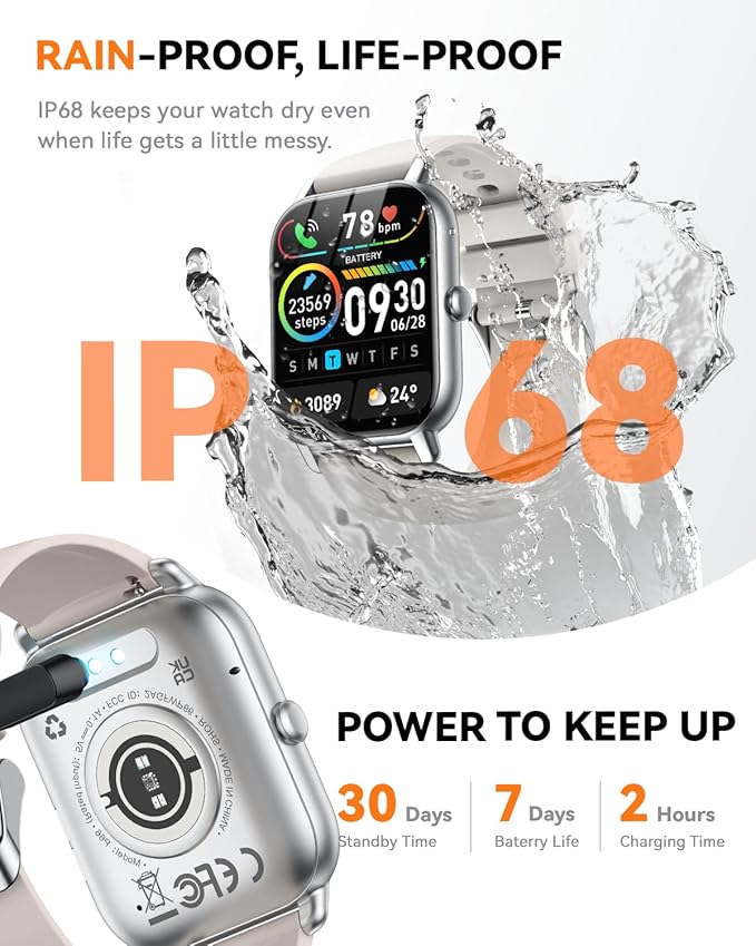 Smart Watches for Men Women(Answer/Make Call), 1.85 inch HD Fitness Tracker Watch with Activity Counter/Sleep Monitor/ 110+ Sports Modes, IP68 Waterproof Smart Watch for Andriod iPhone iOS Compatible