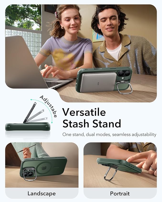 ESR for iPhone 17 Case with Stand, Camera Control Cover Compatible with MagSafe, Military-Grade Drop Protection Magnetic Phone Case for iPhone 17, Scratch-Resistant Back Cover,Frosted Green