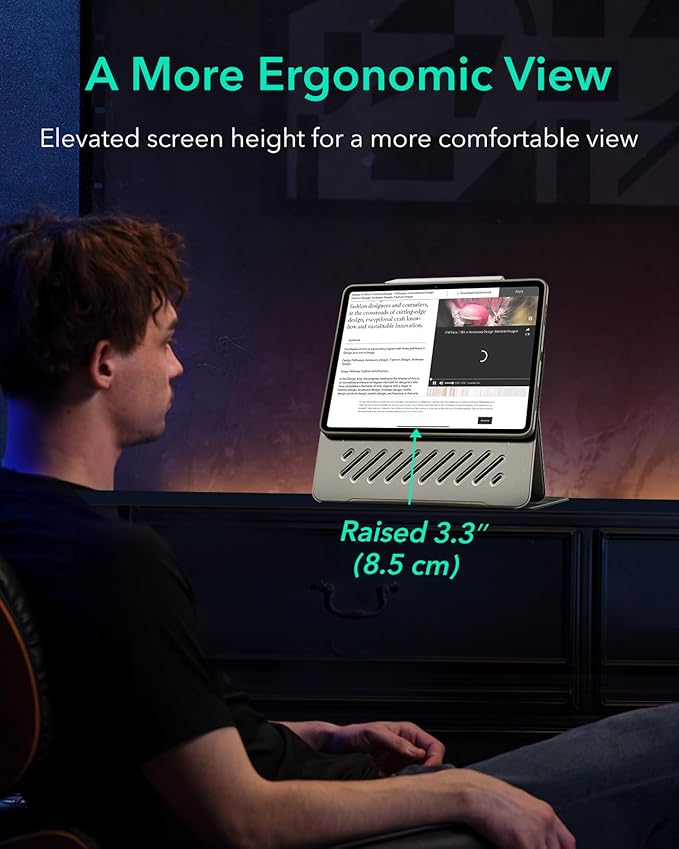 ESR for iPad Pro 13 Inch Case M4(2024), iPad Pro 13 Rotating Case with Removable Magnetic Cover, Adjustable Portrait/Landscape Stand with Raised Screen View, 9 Standing Angles, Shift Series, Titanium