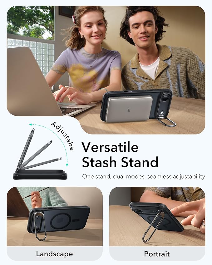 ESR for iPhone Air Case with Stand, Camera Control Cover Compatible with MagSafe, Military-Grade Drop Protection Magnetic Phone Case for iPhone 17 Air Case, Scratch-Resistant Back Cover,Frosted Black