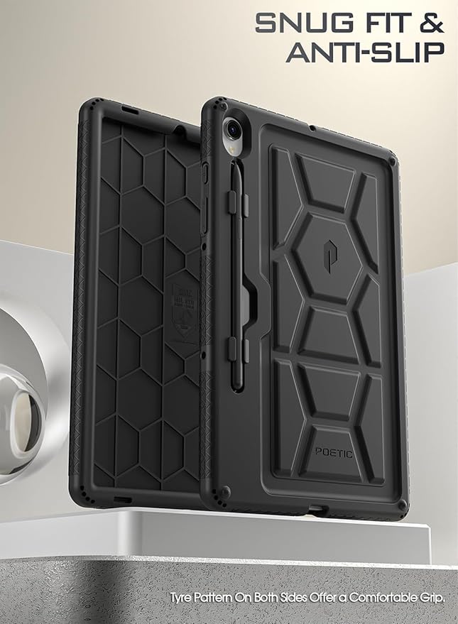 Poetic TurtleSkin Case for Samsung Galaxy Tab S9 (2023 Release) 11 inch Case with S Pen Holder, Heavy Duty Shockproof Kids Friendly Protective Silicone Cover, Black