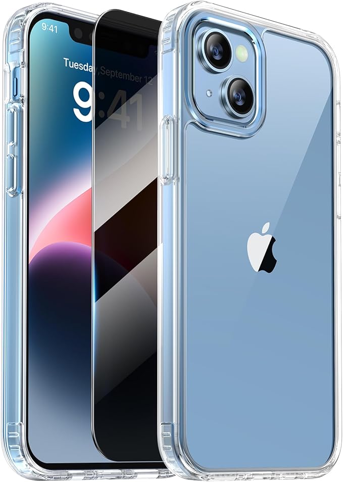 Diaclara Designed for iPhone 14 Case, [with Privacy Screen Protector] [Anti Spy] [Military Grade Drop Protection] Heavy Duty Full-Body Shockproof Phone Case, Clear