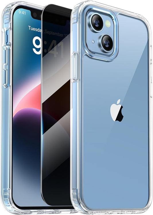 Diaclara Designed for iPhone 14 Case, [with Privacy Screen Protector] [Anti Spy] [Military Grade Drop Protection] Heavy Duty Full-Body Shockproof Phone Case, Clear
