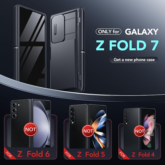 TONGATE Wallet for Galaxy Z Fold 7 Case, 2 Invisible Stands & 4-Card Holder Anti Spy Built-in Privacy Screen Protector & Camera Cover Z7 Hard Phone Case for Samsung Z Fold 7 2025 8",Privacy Black
