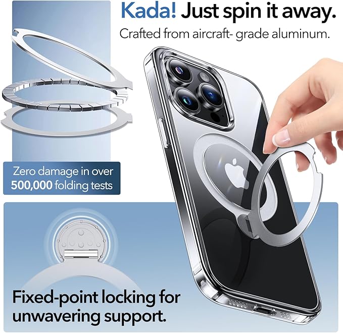 Anqrp 360° All-in-ONE Crystal Clear Case for iPhone 15 Pro Max with Rotatable Magnetic Stand, Compatible with MagSafe, Anti-Yellowing Transparent MIL-Grade Shockproof Phone Case for iPhone 15 Pro Max