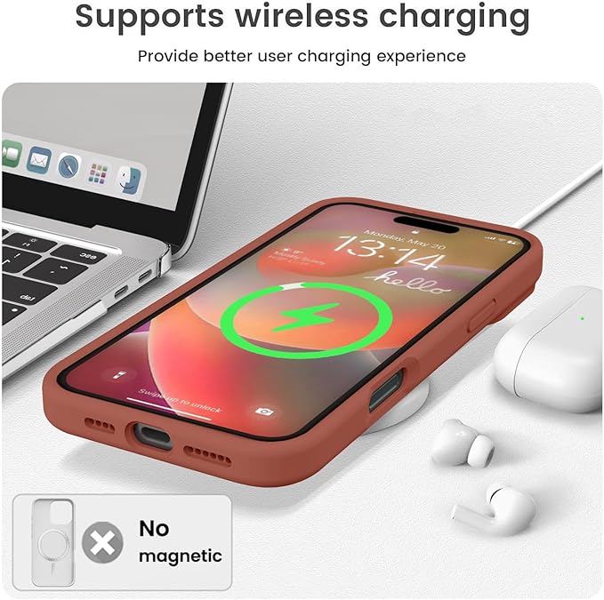 Vooii Compatible with iPhone 16 Plus Case, Liquid Silicone Upgrade [Camera Protection] [Soft Anti-Scratch Microfiber Lining] Shockproof Phone Case for iPhone 16 Plus 6.7 inch - Caramel