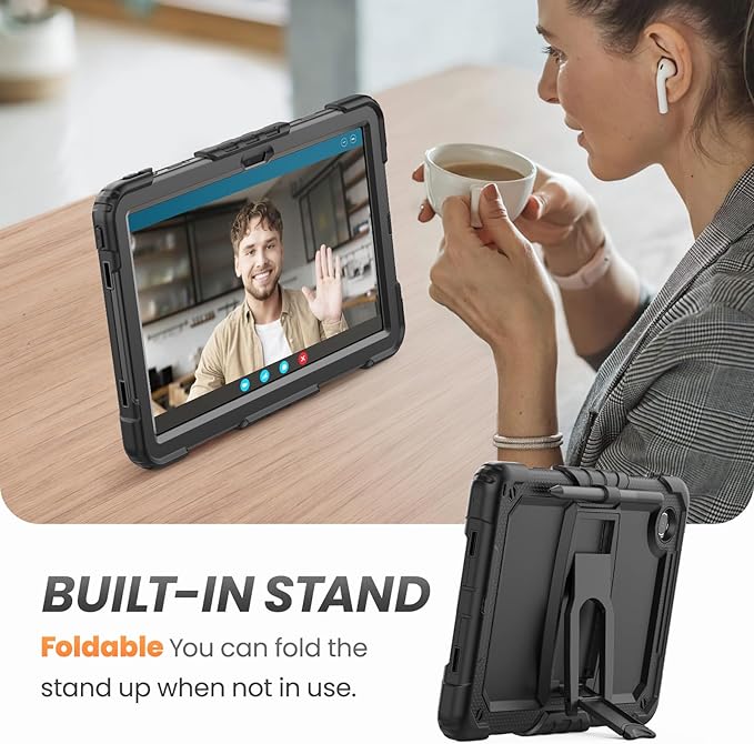 HXCASEAC Tablet Case for Lenovo Tab M11 (TB-330 FU/TB-330XU), Shockproof with Screen Protector/Built-in Stand/Pen Holder, Tab M11 Case for Kids / K11 LTE - Black