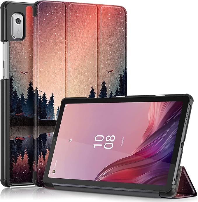 Epicgadget Case for Nook 9" Lenovo Tablet (2024) / Lenovo Tab M9 (TB-310FU, 2023 Released) 9 Inch Display Tablet - Slim Lightweight Trifold Shell Stand Cover Case + 1 Random Stylus (Forest Dusk)