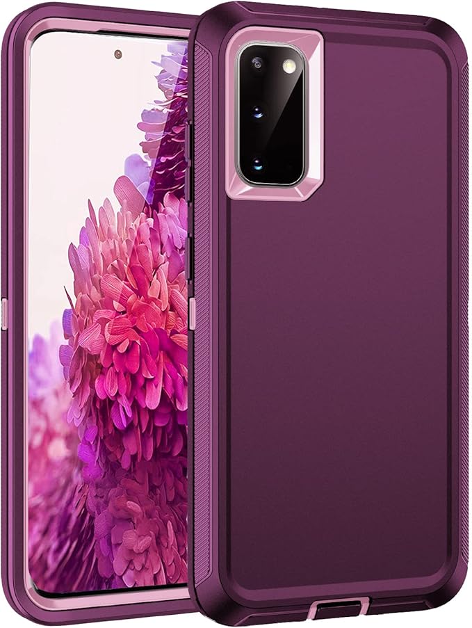 for Galaxy S20 FE 5g Case,Shockproof Dropproof Dustproof 3-Layer Full Body Protection Rugged Heavy Duty High Impact Hard Cover Case for Galaxy S20 FE 6.5 inch,Purple/Pink