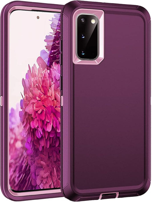 for Galaxy S20 FE 5g Case,Shockproof Dropproof Dustproof 3-Layer Full Body Protection Rugged Heavy Duty High Impact Hard Cover Case for Galaxy S20 FE 6.5 inch,Purple/Pink