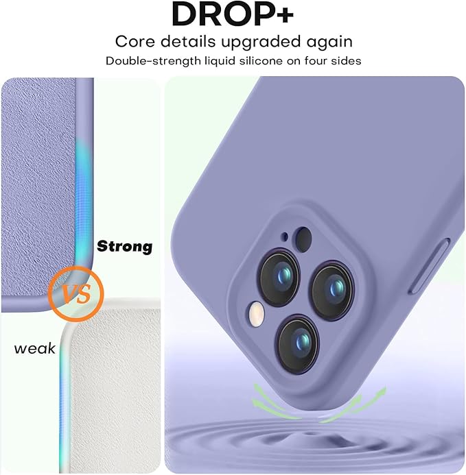Vooii Compatible with iPhone 14 Pro Case, Liquid Silicone Upgrade [Camera Protection] [Soft Anti-Scratch Microfiber Lining] Shockproof Phone Case for iPhone 14 Pro 6.1 inch - Lavender Grey
