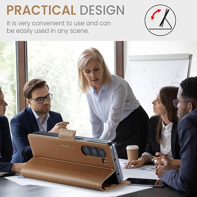 for Samsung Galaxy Z Fold 6 Case, Premium PU Leather Wallet Case Flip Cover with [RFID Blocking][Card Holder][Stand Function] Shockproof Protective for Samsung Galaxy Z Fold 6, Brown