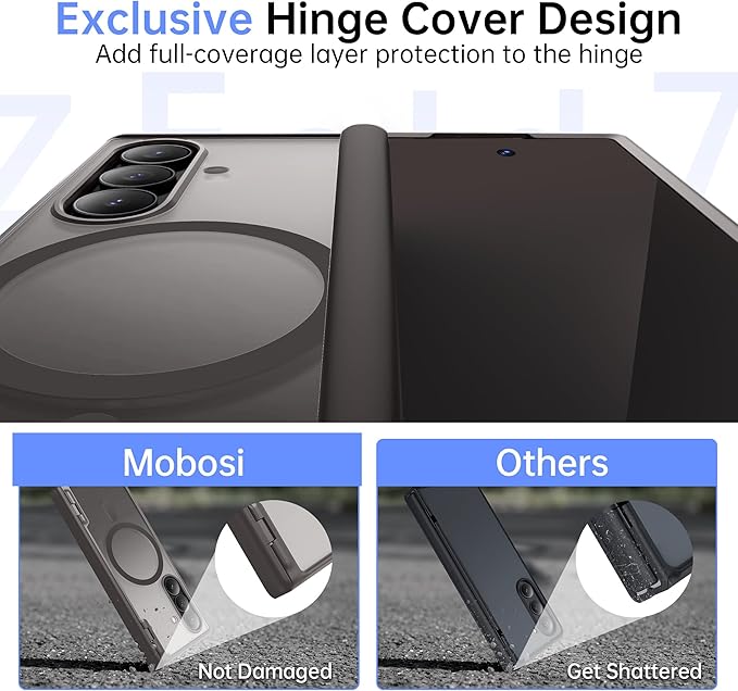 MOBOSI Magnetic for Z Fold 7 Case with Privacy Screen Protector, Compatible with Magsafe, Full-Body Slim Coverage Hinge Protection, Shockproof Phone Cover for Samsung Galaxy Z Fold7, Gray