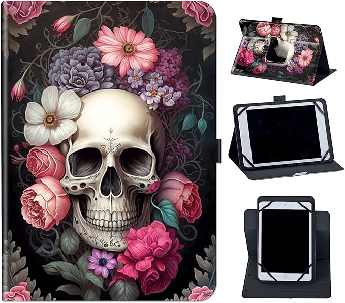 Case for Lenovo Tab P11 Pro Gen 2 11.2" 2022,Mxfdegf 360 Degree Rotating Stand and Magnetic Closure Case for 11.2 inch Lenovo Tab P11 Pro 2nd Generation,Rose Flower Skull