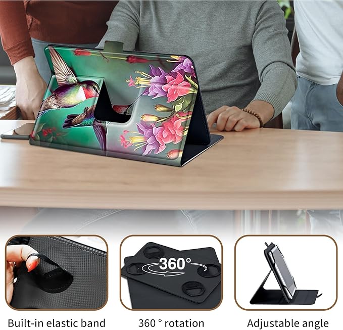 Case for Lenovo Tab P11 Pro Gen 2 11.2" 2022,Mxfdegf 360 Degree Rotating Stand and Magnetic Closure Case for 11.2 inch Lenovo Tab P11 Pro 2nd Generation,Hummingbird Red Flower