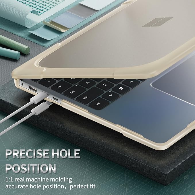 Batianda Heavy Duty Case for 13.8 inch Microsoft Surface Laptop 2024 (7th Edition) with Fold Kickstand Includes Keyboard Cover Screen Protector - Shockproof Stylish & Durable Protective Cover, Khaki