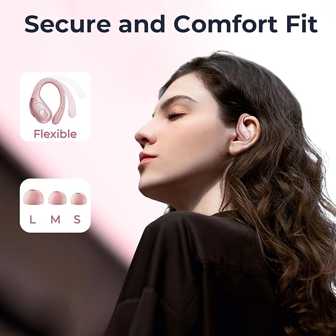 occiam Wireless Earbuds Bluetooth Headphones 90Hrs Playtime with IPX7 Sweatproof Sport Over Ear Buds with Noise Canceling Mic Deep Bass in Ear Earphones for Workout Exercise Gym (Rose Gold)
