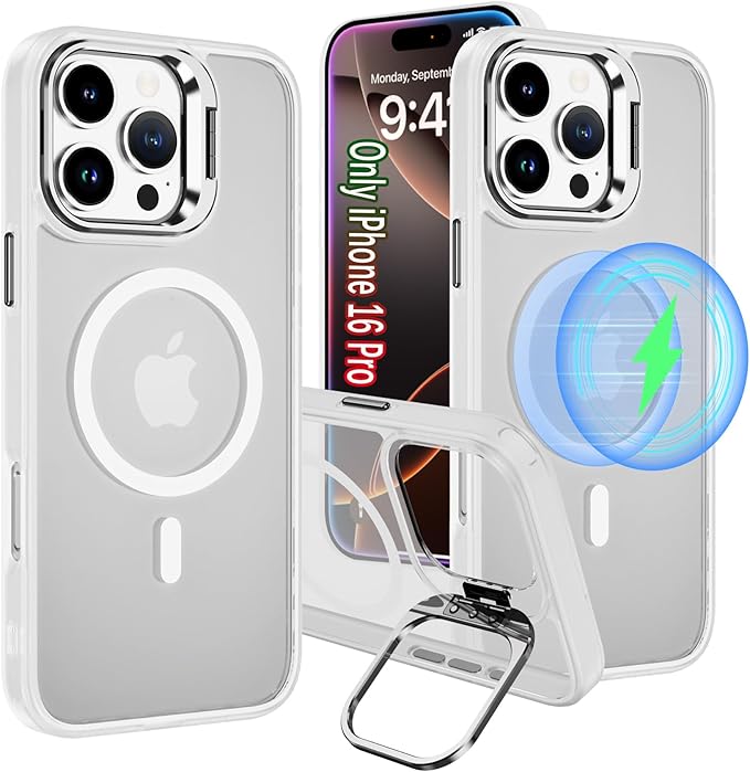 Case for iPhone 16 Pro 6.3 Inch, Compatible with MagSafe, Supports Wireless Charging,Magnetic Phone Case for iPhone 16 Pro, Translucent