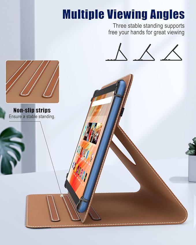 TiMOVO Universal Case for 9-11 Inch Tablet, 360 Degree Rotating Stand Protective Cover with Pen Pocket for 9 10 10.1 Inch Android Touchscreen Tablet, Brown