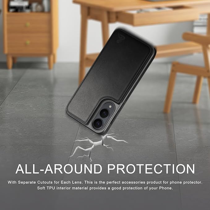 DJDUCK Designed for Samsung Galaxy S25 Edge Case Wallet with Card Holder, [Magnetic Clasp Cover] [RFID Blocking Leather Protection] Shockproof Women Men Cases for Samsung S25 Edge Black