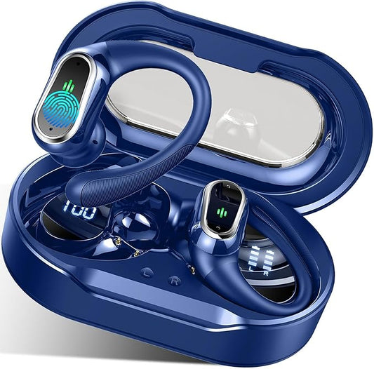 Wireless Earbuds, 2025 Bluetooth 5.4 Headphones Sport, Bluetooth Earbuds with ENC Noise Canceling Mic, 50H Stereo Wireless Headphones IP7 Waterproof with Earhooks, Dual LED Display for Workout/Running