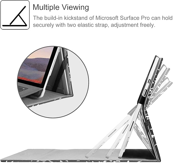 Fintie Case for 12.3 Inch Microsoft Surface Pro 7 Plus, Surface Pro 7/6/5/4/3 - Portfolio Business Cover with Pocket, Compatible with Type Cover Keyboard, Composition Book