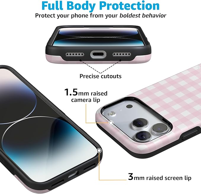 Casely iPhone 17 Pro Case | Pink Plaid | Sunday Best | Compatible with MagSafe | Bold Protective Design