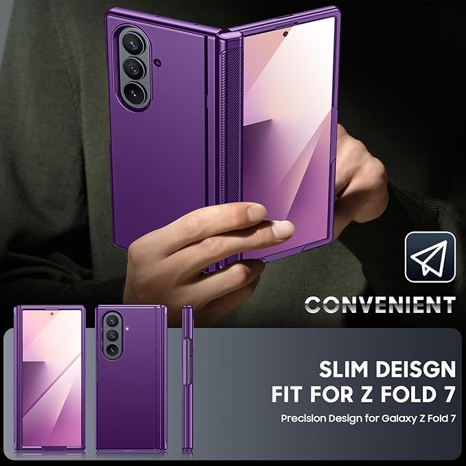 for Samsung Galaxy Z Fold 7 Case Magnetic Power with [Kickstand][Hinge Protection] Full Body Screen Protector Shockproof Phone Case for Galaxy Z Fold 7 Case(Purple)
