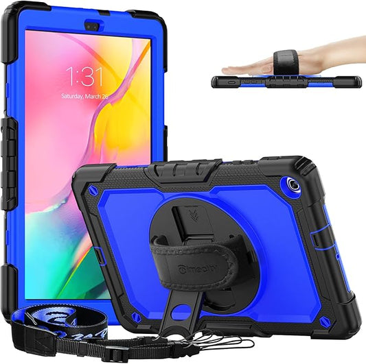 Timecity for Samsung Galaxy Tab A 10.1 Case 2019, Only Fit (SM-T510/ SM-T515/ SM-T517), Drop Proof with Hand Strap Stand Screen Protector Pencil Holder （NOT FIT for 2016 Release） - Dark Blue