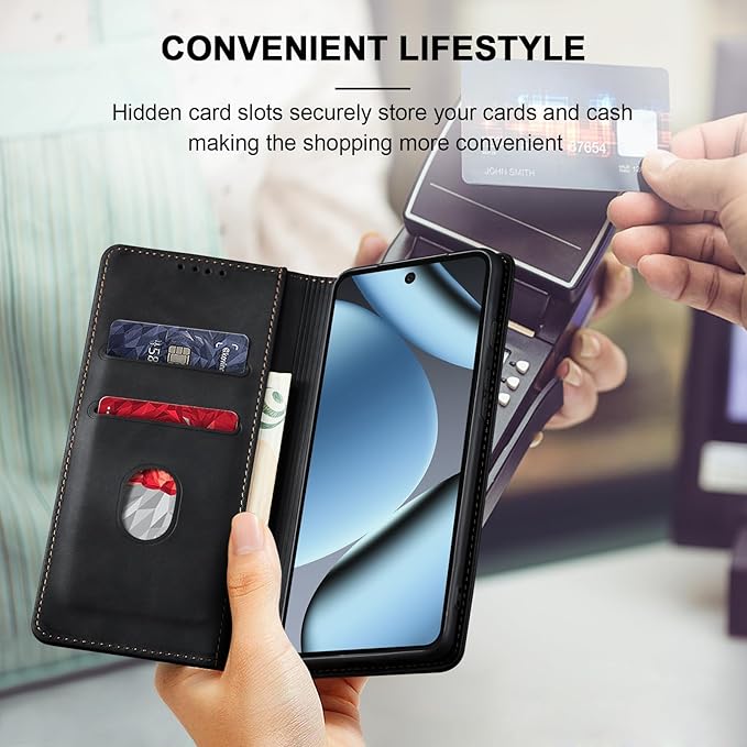 Jasonyu Flip Wallet Case for Google Pixel 10/10 Pro 5G,Leather Magnetic Folio Cover with Card Holder,Kickstand - TPU Shockproof Durable Protective Phone Case,Black