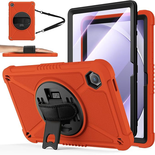 ZtotopCases for Samsung Galaxy Tab A9+ / A9 Plus 11'' 2023 (SM-X210/X216/X218), Shockproof Hard Duty Case with Screen Protector+360 Rotating Hand Strap&Stand+Shoulder Strap for Tab A9+ Tablet, Red
