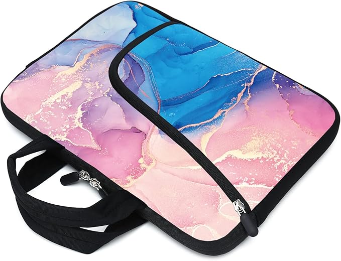 Marble Neoprene Laptop Case - 11.6" to 12.2" Fits MacBook Air, Samsung, Acer, HP, DELL - Two Pockets, Handle, Ultrabook & Chromebook Sleeve