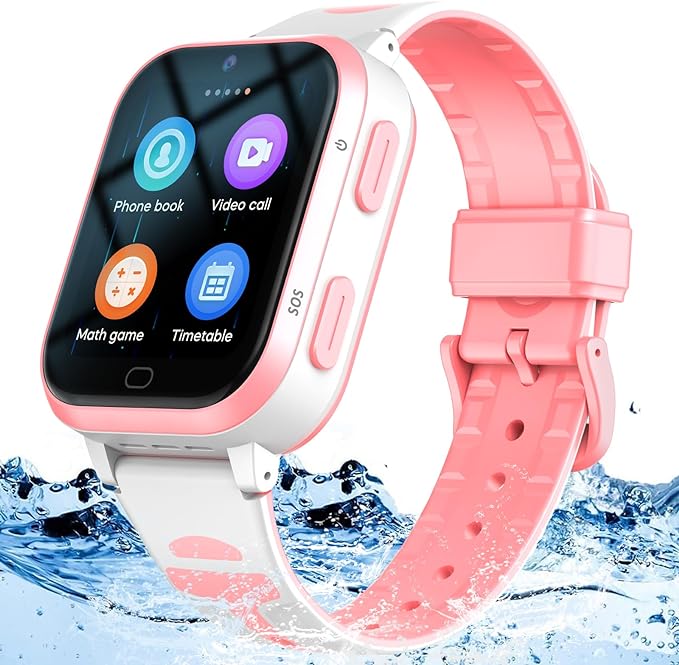 4G GPS Smart Watch for Kids Whatsapp Line Video Phone Call and Text Voice Chat SOS Alarm Message Anti-Lost Real-time Tracker Pedometer Silent Mode Camera TikTok Facebook Global Version Age 3-15 Gift