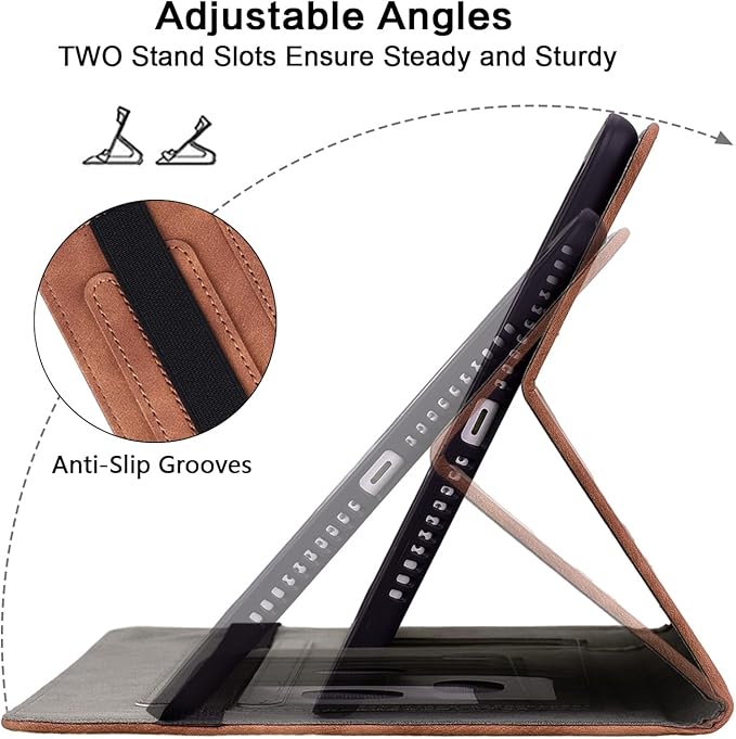 Case for Lenovo Tab M9 9 inch (TB-310FU), Embossed Lace PU Leather Flip Folio Protective Tablet Case with Elastic Band Card Slots Pen Holder, Multi-Angle Viewing Stand Cover - Brown