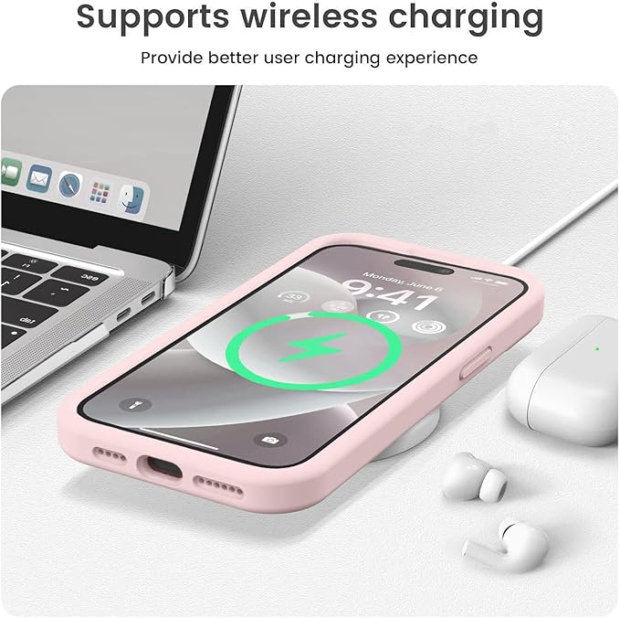 Vooii Compatible with iPhone 15 Pro Max Case, Upgraded Premium Silicone, [Camera Protection] [Soft Anti-Scratch Microfiber Lining] Shockproof Phone Case for iPhone 15 Pro Max 6.7 inch - Chalk Pink